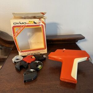 RARE TAPE ROLLS Vintage Dymo 1800 Handheld Label Maker Tapewriter Orange Plastic